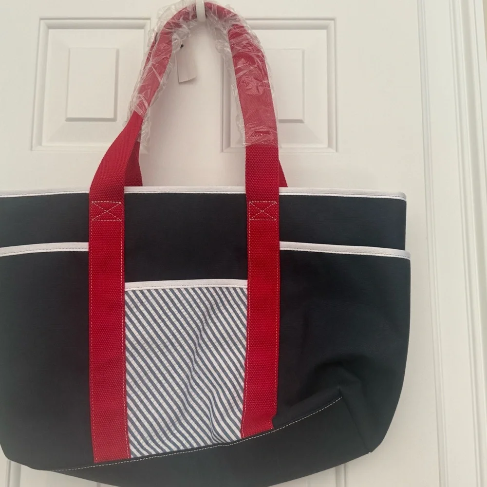 NWT Talbot’s East Coast Nantucket Tote Bag with Red Straps - Picture 4 of 5